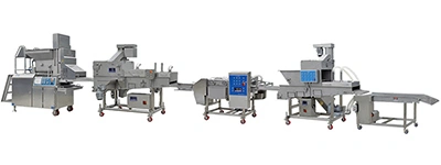 Línea automática de formado, rebozado y empanado de carne