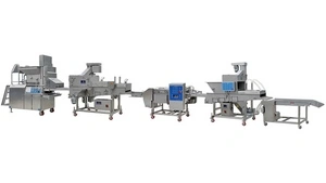 Línea automática de formado, rebozado y empanado de carne