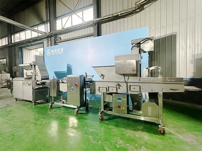 Línea automática de formado, rebozado y empanado de carne